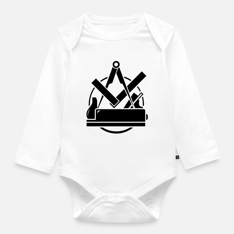 Carpenter emblem, Carpenter Logo - Organic Longsleeve Baby Bodysuit - white