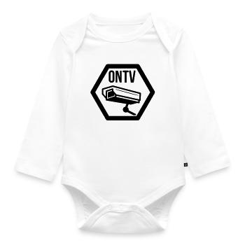 television cctv - Organic Longsleeve Baby Bodysuit - white - Front