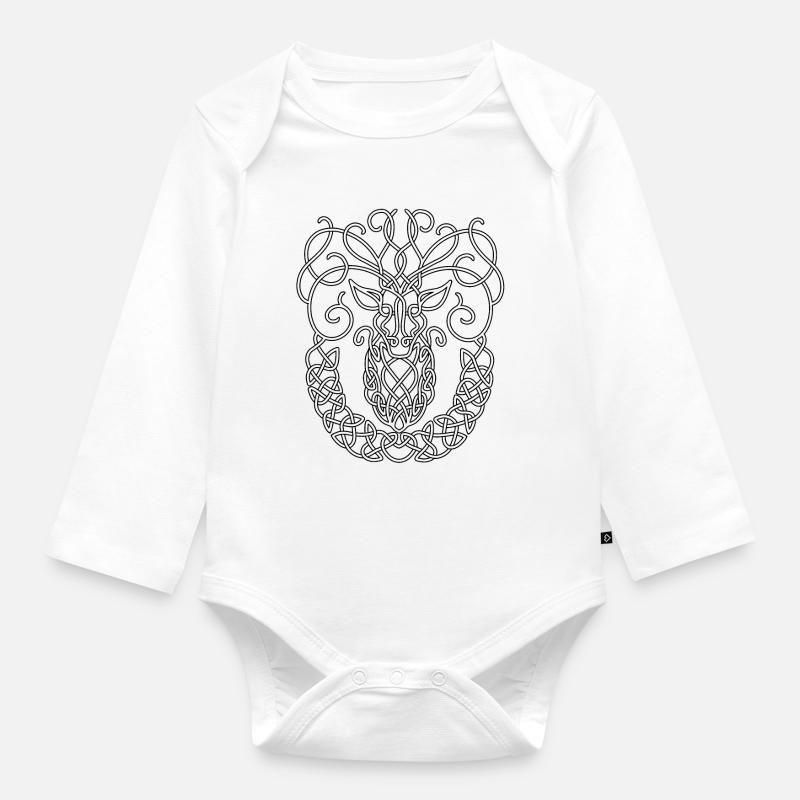 Cerf celtique - Body Bébé bio manches longues - blanc