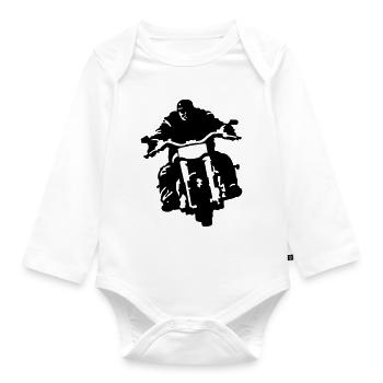 biker - Organic Longsleeve Baby Bodysuit - white - Front