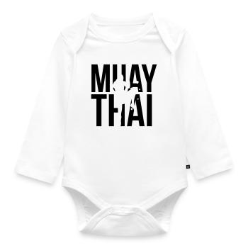 muay thai - Organic Longsleeve Baby Bodysuit - white - Front