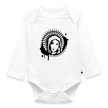 Maria Portrait Graffiti Schablone - Baby Bio-Langarm-Body - Weiß - Vorne