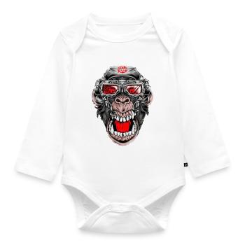 Crazy Monkey - Baby Bio-Langarm-Body - Weiß - Vorne