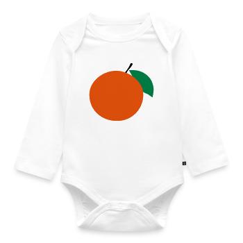 orange - Organic Longsleeve Baby Bodysuit - white - Front