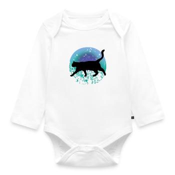 Black cat - Organic Longsleeve Baby Bodysuit - white - Front