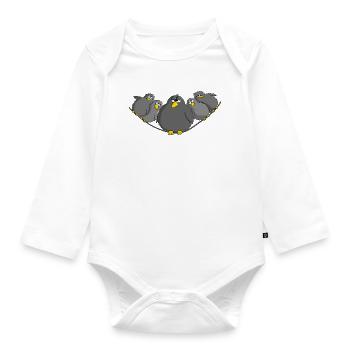 Vogel fett und witzig - Baby Bio-Langarm-Body - Weiß - Vorne