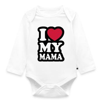 I love my mama - Ich liebe meine Mutter - Baby Bio-Langarm-Body - Weiß - Vorne