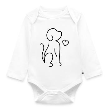 Dog drawing - Organic Longsleeve Baby Bodysuit - white - Front