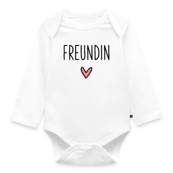 Girlfriend heart gift friendship love - Organic Longsleeve Baby Bodysuit - white - Front