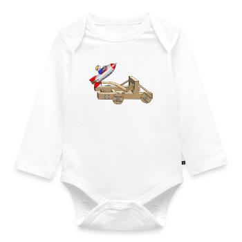 Start - Take off - Restart - Organic Longsleeve Baby Bodysuit - white - Front