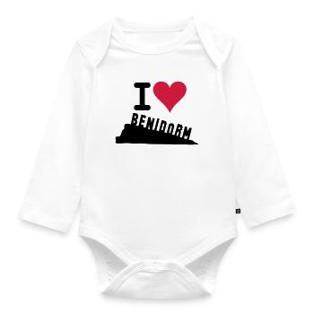 Crimson Heart Love Typography - Organic Longsleeve Baby Bodysuit - white - Front