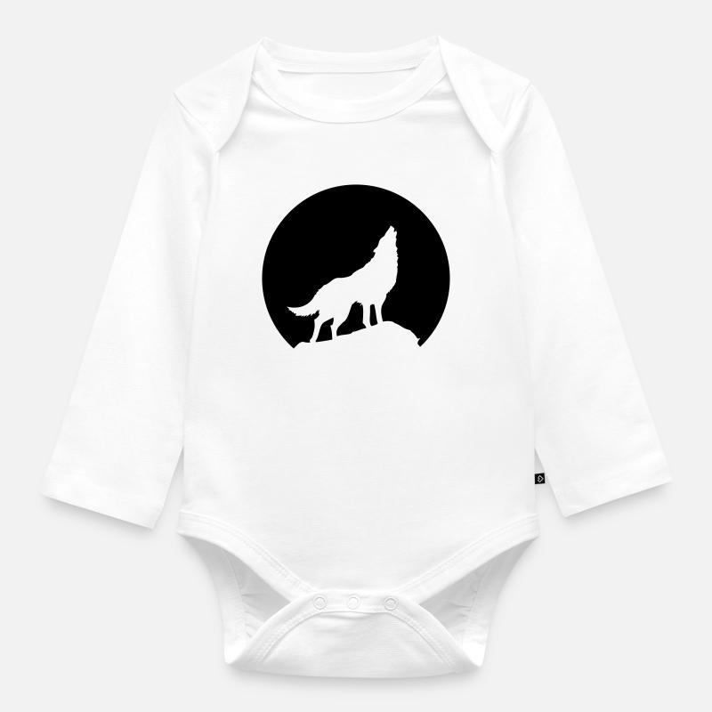 Wolf - Baby Bio-Langarm-Body - Weiß