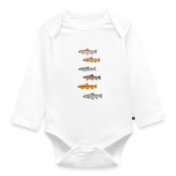 Pêche au poisson | Idée cadeau pêche de poissons - Body Bébé bio manches longues - blanc - Devant