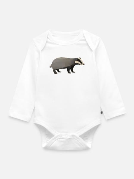 Dachs Waldtier Naturschutz Geschenk Polygon - Baby Bio-Langarm-Body - Weiß