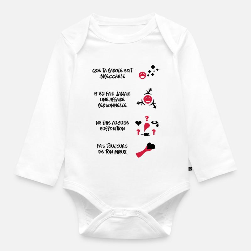4 toltèques - Body Bébé bio manches longues - blanc