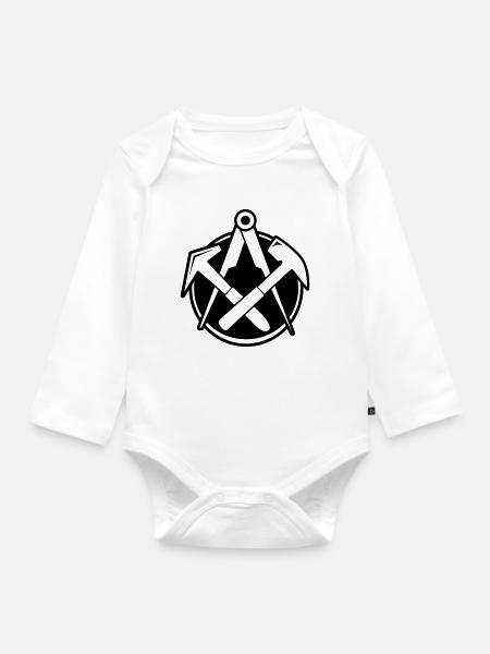 Dachdecker Logo, Zunftlogo - Baby Bio-Langarm-Body - Weiß