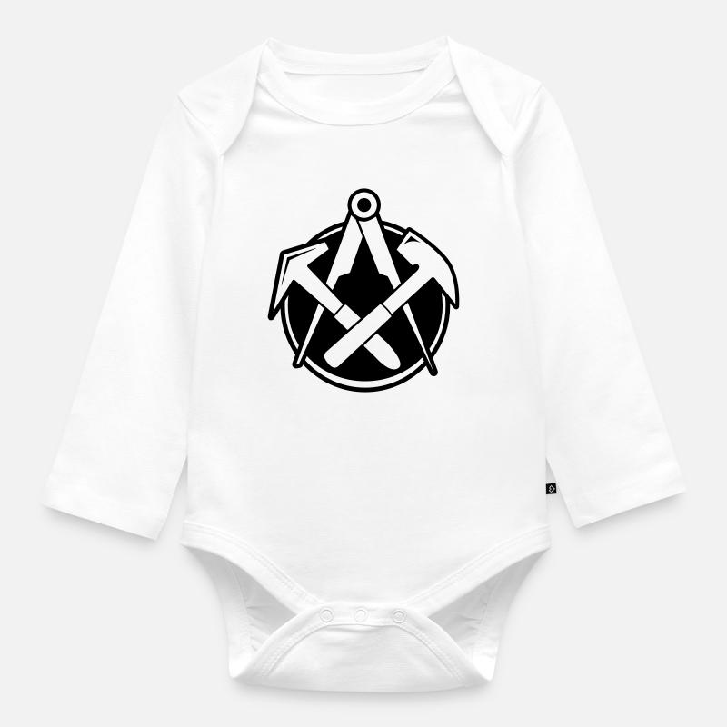 Roofer Logo - Organic Longsleeve Baby Bodysuit - white