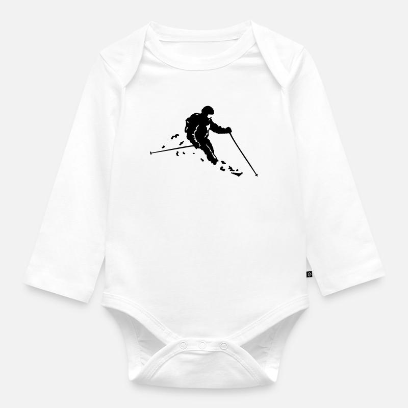 Ski freerider - Baby Bio-Langarm-Body - Weiß