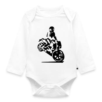 Motorrad stunt - Baby Bio-Langarm-Body - Weiß - Vorne