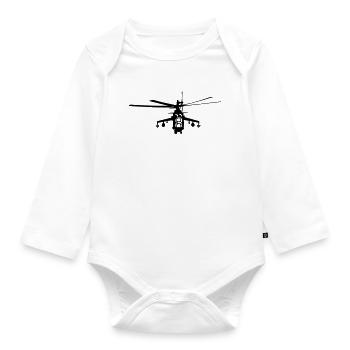 Helicopter Mi-24 - Organic Longsleeve Baby Bodysuit - white - Front