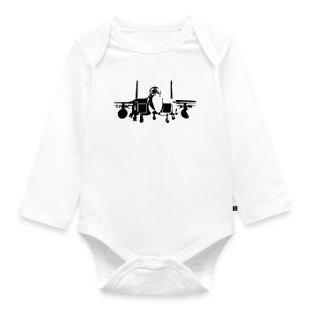 fighter F-15 - Organic Longsleeve Baby Bodysuit - white - Front