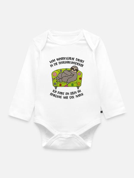 Faultier Frühling Frühjahrsmüdigkeit Winterschlaf - Baby Bio-Langarm-Body - Weiß