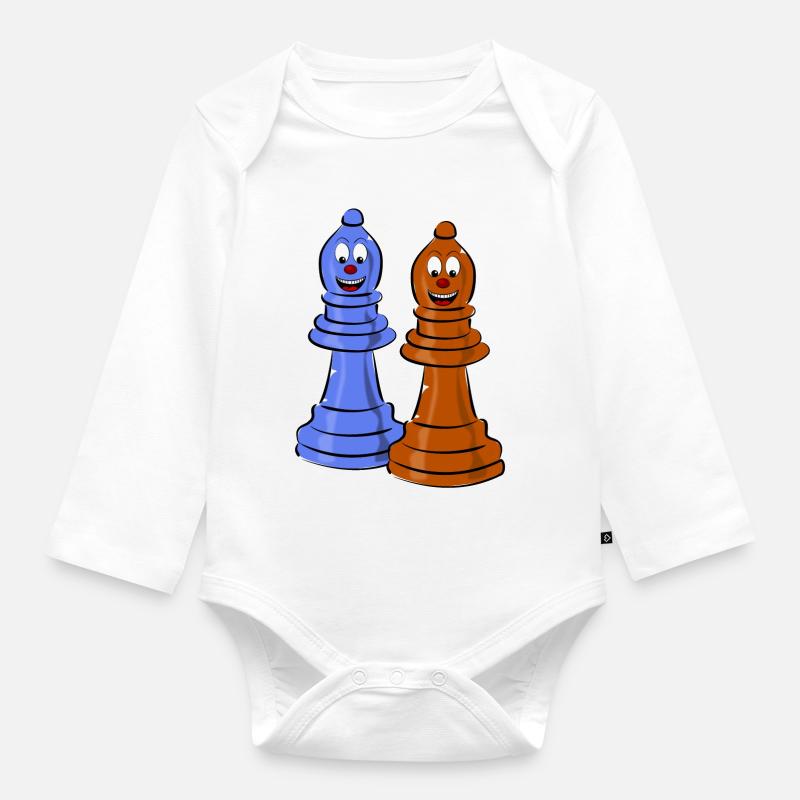 échecs - Body Bébé bio manches longues - blanc