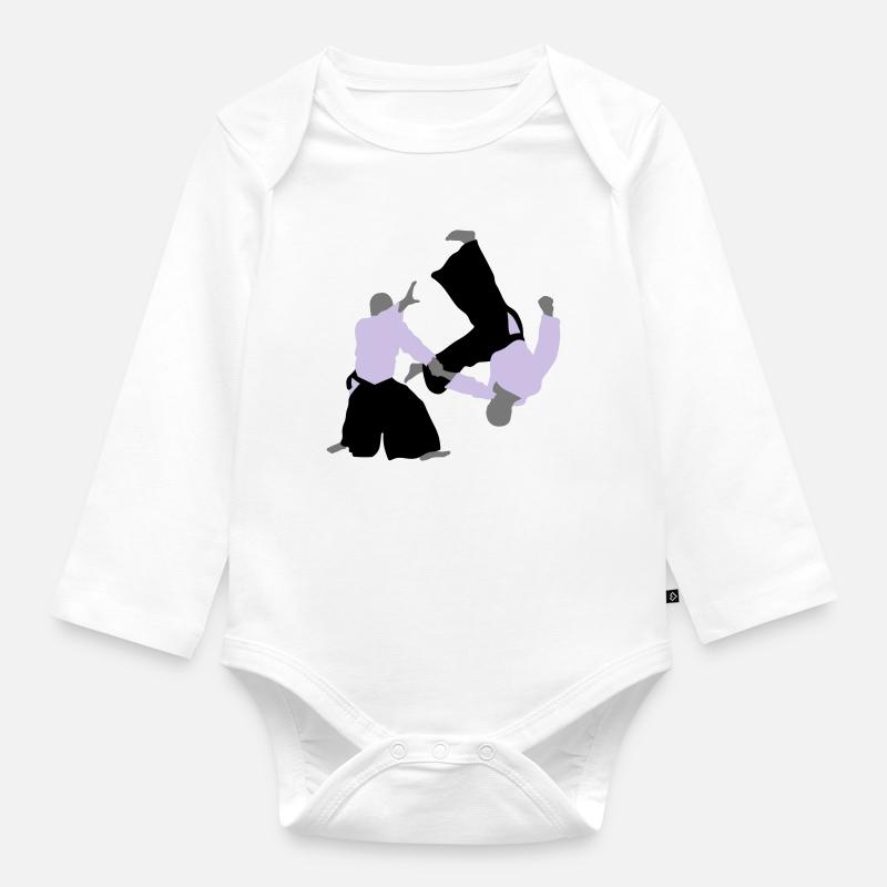 aikido - Body Bébé bio manches longues - blanc