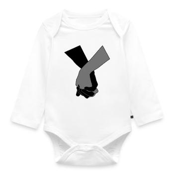 Holding Hands - Organic Longsleeve Baby Bodysuit - white - Front