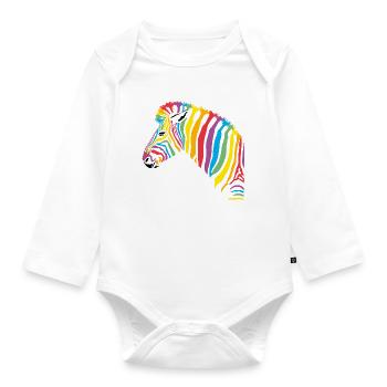 rainbow zebra - Baby Bio-Langarm-Body - Weiß - Vorne