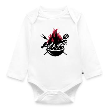 A grill with barbecue utensils - Organic Longsleeve Baby Bodysuit - white - Front