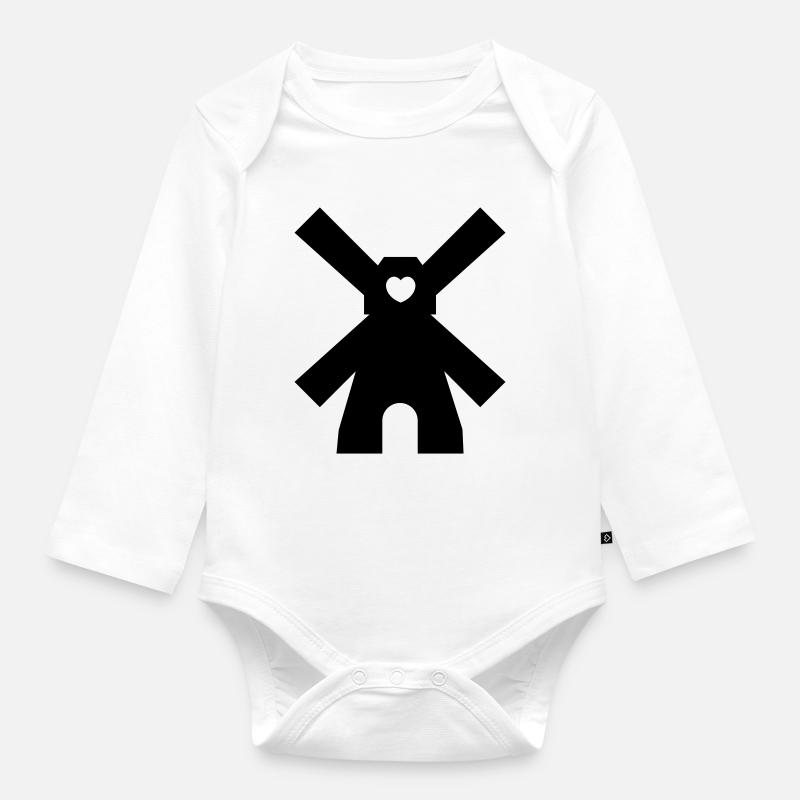 windmill - Organic Longsleeve Baby Bodysuit - white