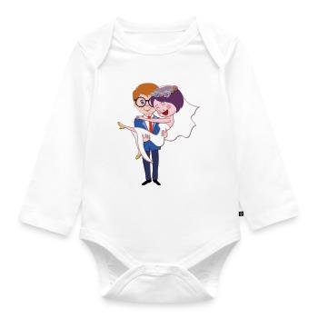 Hochzeit Ehepaar Heirat - Baby Bio-Langarm-Body - Weiß - Vorne