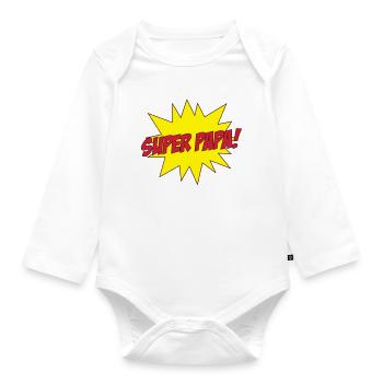 Super Papa ! - Baby Bio-Langarm-Body - Weiß - Vorne