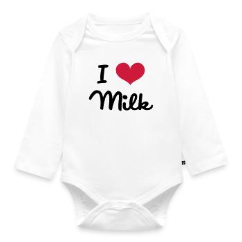 I Love Milk - Organic Longsleeve Baby Bodysuit - white - Front