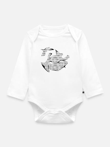 code binaire - Body Bébé bio manches longues - blanc