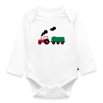 tracteur - Body Bébé bio manches longues - blanc - Devant