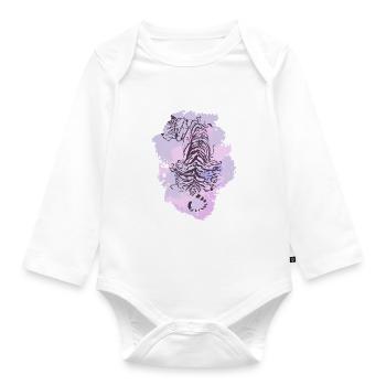 Tiger Lila - Baby Bio-Langarm-Body - Weiß - Vorne