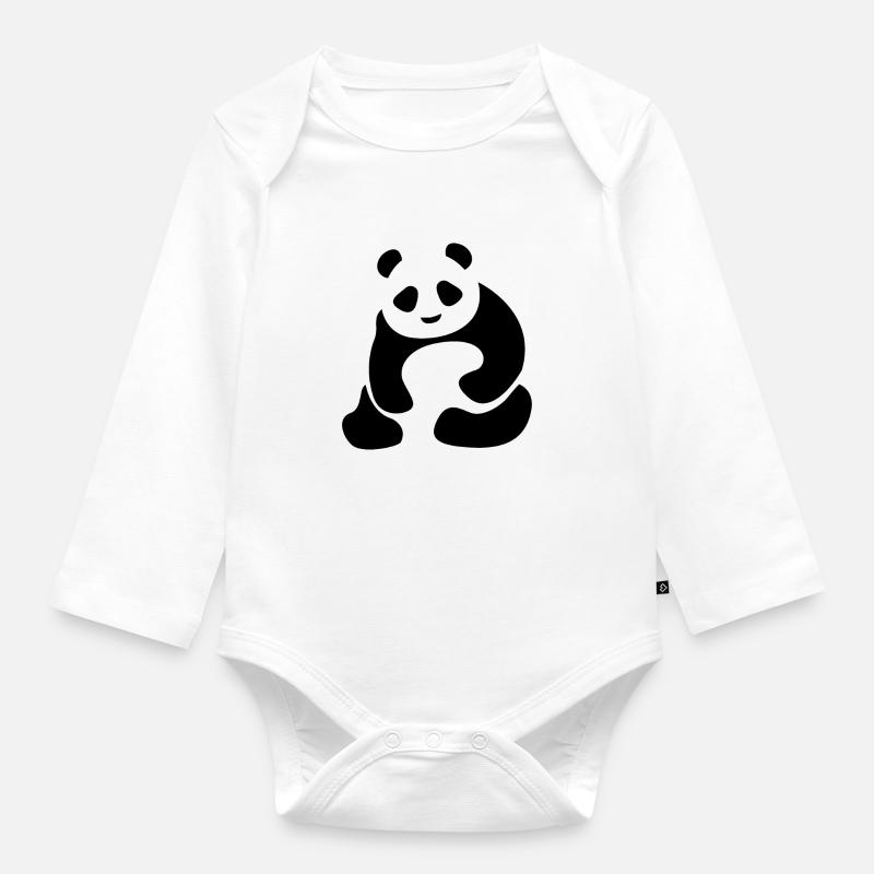Panda - Panda Bär - Pandabär - Baby Bio-Langarm-Body - Weiß