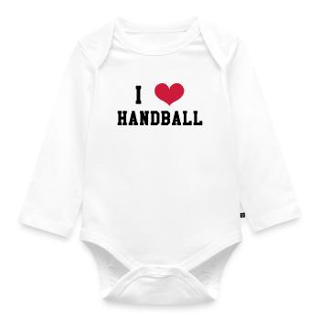 I Love Handball - Ekologisk långärmad babybody - vit - Fram