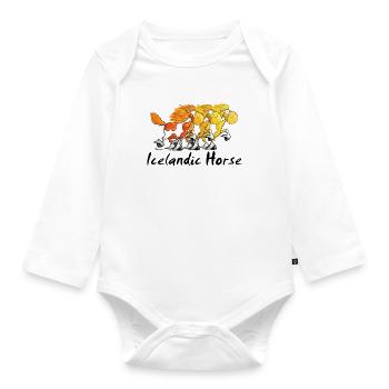 Islandpferde Trio - Isländer - Baby Bio-Langarm-Body - Weiß - Vorne