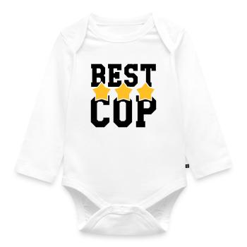 Best Cop - Police - Policeman - Gun - Security - Organic Longsleeve Baby Bodysuit - white - Front