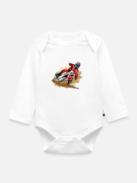Motocross - Body Bébé bio manches longues - blanc