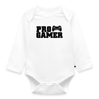 pro gamer - Baby Bio-Langarm-Body - Weiß - Vorne