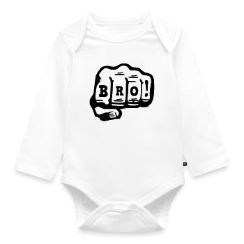 bro - Organic Longsleeve Baby Bodysuit - white - Front