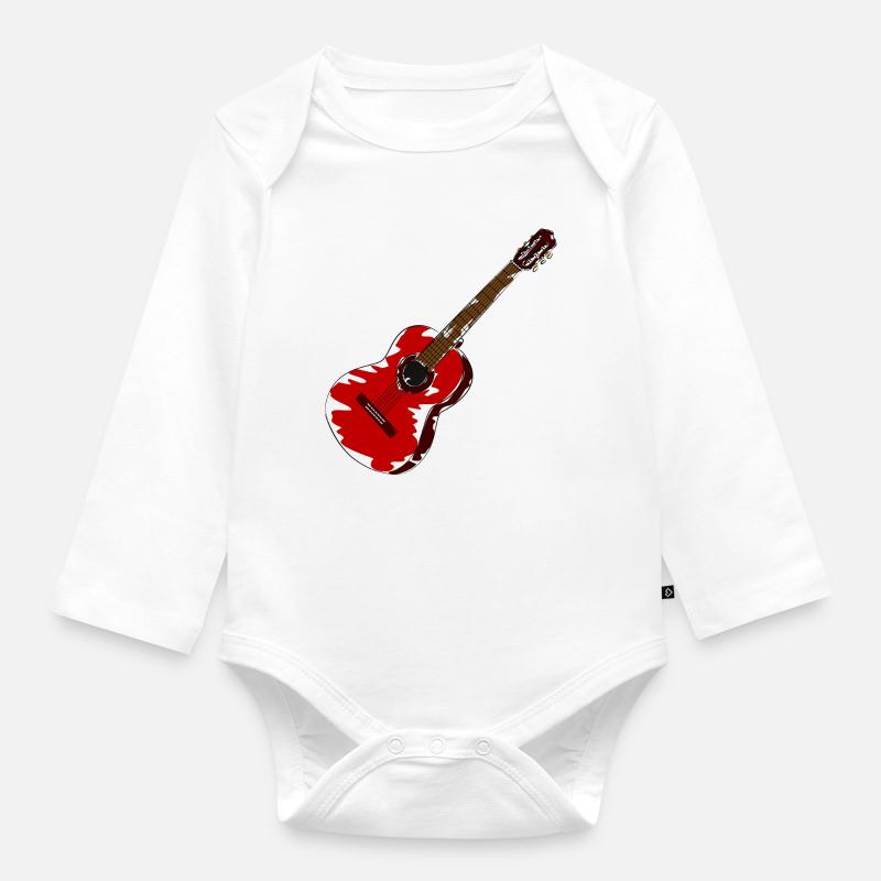 guitare - Body Bébé bio manches longues - blanc