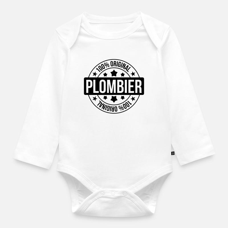 Plombier - Body Bébé bio manches longues - blanc