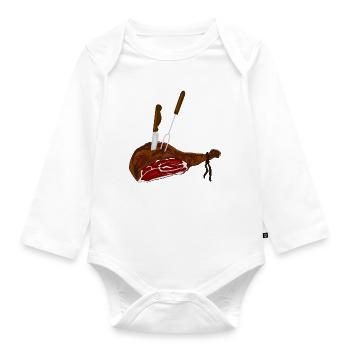 schinken speise essen koch - Baby Bio-Langarm-Body - Weiß - Vorne
