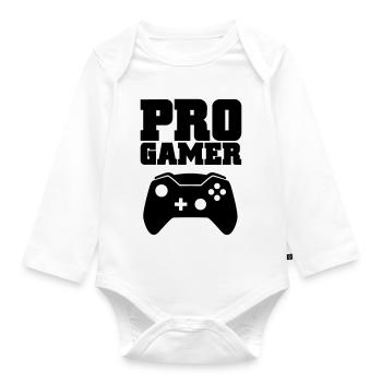 pro gamer - Baby Bio-Langarm-Body - Weiß - Vorne