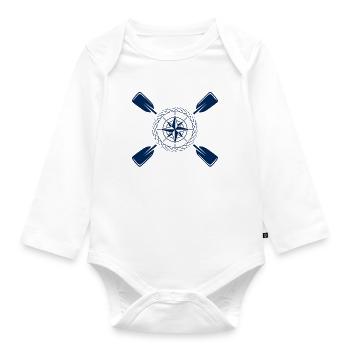 Paddel & Kompass - Baby Bio-Langarm-Body - Weiß - Vorne